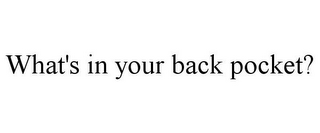 WHAT'S IN YOUR BACK POCKET?