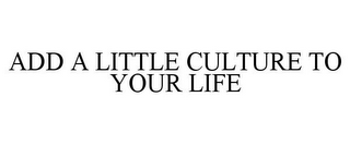 ADD A LITTLE CULTURE TO YOUR LIFE