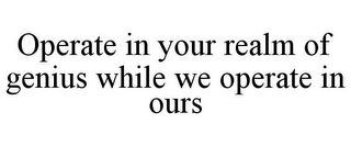 OPERATE IN YOUR REALM OF GENIUS WHILE WE OPERATE IN OURS