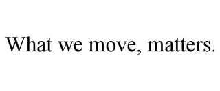 WHAT WE MOVE, MATTERS.