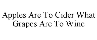 APPLES ARE TO CIDER WHAT GRAPES ARE TO WINE