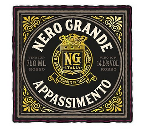 NERO GRANDE APPASSIMENTO VINO IGP 750 ML ROSSO VINO IGP 14,5% VOL ROSSO NG NERO GRANDE ITALIA MARCA PROPRIA PRODOTTO IN ITALIA