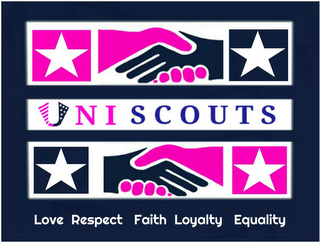 UNI SCOUTS LOVE RESPECT FAITH LOYALTY EQUALITY