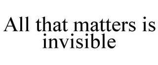 ALL THAT MATTERS IS INVISIBLE