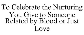 TO CELEBRATE THE NURTURING YOU GIVE TO SOMEONE RELATED BY BLOOD OR JUST LOVE