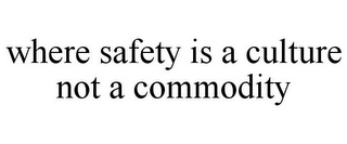 WHERE SAFETY IS A CULTURE NOT A COMMODITY