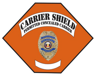 CARRIER SHIELD PERMITTED CONCEALED CARRIER CONCEALED WEAPONS PERMIT LIBERTY & JUSTICE FOR ALL