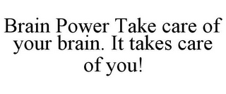 BRAIN POWER TAKE CARE OF YOUR BRAIN. ITTAKES CARE OF YOU!