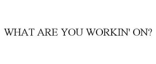 WHAT ARE YOU WORKIN' ON?