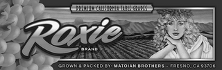 PREMIUM CALIFORNIA TABLE GRAPES ROXIE BRAND GROWN & PACKED BY: MATOIAN BROTHERS - FRESNO, CA 93706