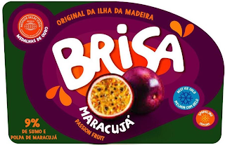 BRISA ORIGINAL DA ILHA DA MADEIRA MARACUJÁ MONDE SELECTION MEALHAS DE OURO MELHOR COM GELO SPARKLING COM GÁS 9% DE SUMO E POLPA DE MARACUJÁ