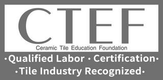 CTEF CERAMIC TILE EDUCATION FOUNDATION · QUALIFIED LABOR · CERTIFICATION · · TILE INDUSTRY RECOGNIZED ·