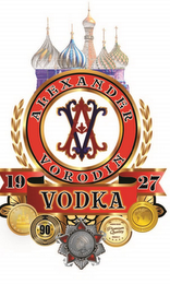 ALEXANDER VORODIN AV 19 VODKA 27 CELEBRATING 90 ANNIVERSARY HUNDRED PERCENT PREMIUM QUALITY PRODUCT