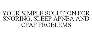 YOUR SIMPLE SOLUTION FOR SNORING, SLEEPAPNEA AND CPAP PROBLEMS