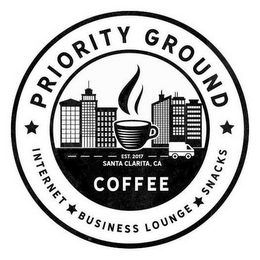 PRIORITY GROUND INTERNET BUSINESS LOUNGE SNACKS EST. 2017 SANTA CLARITA, CA COFFEE