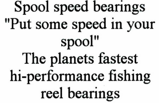 SPOOL SPEED BEARINGS "PUT SOME SPEED IN YOUR SPOOL" THE PLANETS FASTEST HI-PERFORMANCE FISHING REEL BEARINGS