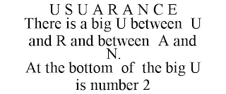 U S U A R A N C E THERE IS A BIG U BETWEEN U AND R AND BETWEEN A AND N. AT THE BOTTOM OF THE BIG U IS NUMBER 2