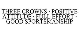 THREE CROWNS · POSITIVE ATTITUDE · FULLEFFORT · GOOD SPORTSMANSHIP