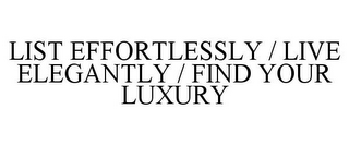 LIST EFFORTLESSLY / LIVE ELEGANTLY / FIND YOUR LUXURY