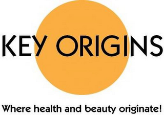 KEY ORIGINS WHERE HEALTH AND BEAUTY ORIGINATE!