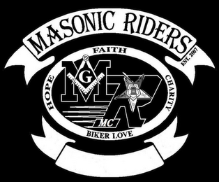 MASONIC RIDERS EST. 2007 FAITH CHARITY BIKER LOVE HOPE MR MC