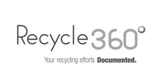 RECYCLE 360° YOUR RECYCLING EFFORTS DOCUMENTED.