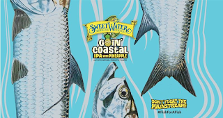 SWEETWATER BREWING COMPANY GOIN' COASTAL IPA WITH PINEAPPLE ALE WITH NATURAL PINEAPPLE FLAVOR PAUL PUCKETT PAULPUCKETTART.COM DON'T FLOAT THE MAINSTREAM! #FISHFORAFISH