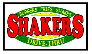 SHAKERS, DRIVE-THRU, BURGERS, FRIES, SHAKES
