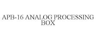 APB-16 ANALOG PROCESSING BOX