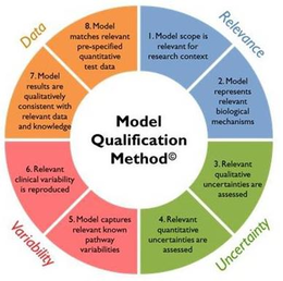 MODEL QUALIFICATION METHOD RELEVANCE 1. MODEL SCOPE IS RELEVANT FOR RESEARCH CONTEXT 2. MODEL REPRESENTS RELEVANT BIOLOGICAL MECHANISMS UNCERTAINTY 3. RELEVANT QUALITATIVE UNCERTAINTIES ARE ASSESSED 4. RELEVANT QUANTITATIVE UNCERTAINTIES ARE ADDRESSED VARIABILITY 5. MODEL CAPTURES RELEVANT KNOWN PATHWAY VARIABILITIES 6. RELEVANT CLINICAL VARIABILITY IS REPRODUCED DATA 7. MODEL RESULTS ARE QUALITATIVELY CONSISTENT WITH RELEVANT DATA AND KNOWLEDGE 8. MODEL MATCHES RELEVANT PRE-SPECIFIED QUANTITATIVE TEST DATA