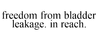 FREEDOM FROM BLADDER LEAKAGE. IN REACH.