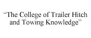 "THE COLLEGE OF TRAILER HITCH AND TOWING KNOWLEDGE"