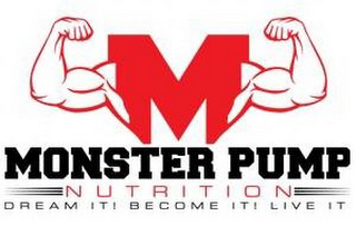 M MONSTER PUMP NUTRITION DREAM ITI BECOME ITI LIVE IT