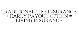 TRADITIONAL LIFE INSURANCE + EARLY PAYOUT OPTION = LIVING INSURANCE