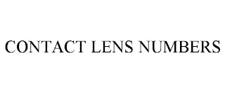 CONTACT LENS NUMBERS