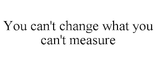 YOU CAN'T CHANGE WHAT YOU CAN'T MEASURE