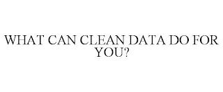 WHAT CAN CLEAN DATA DO FOR YOU?