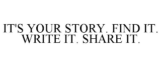 IT'S YOUR STORY. FIND IT. WRITE IT. SHARE IT.