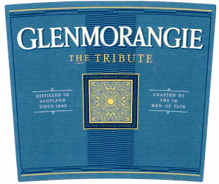 GLENMORANGIE THE TRIBUTE DISTILLED IN SCOTLAND SINCE 1843 GLENMORANGIE SIGNET THE CADBOLL STONE CRAFTED BY THE 16 MEN OF TAIN