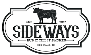 EST 2017 SIDEWAYS RUB IT TILL IT SMOKES ROCKWALL, TX CHUCK RIB SHORT RIBS SHORT LOIN SIRLOIN RUMP BRISKET FORE SHANK PLATE FLANK HIND SHANK