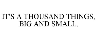 IT'S A THOUSAND THINGS, BIG AND SMALL.