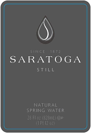 SINCE 1872 SARATOGA STILL NATURAL SPRING WATER 28 FL OZ (828ML) (1 PT 12 OZ)