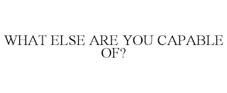 WHAT ELSE ARE YOU CAPABLE OF?