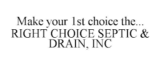 MAKE YOUR 1ST CHOICE THE... RIGHT CHOICE SEPTIC & DRAIN, INC