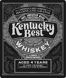 KENTUCKY BEST WHISKEY A UNIQUE BALANCE OF AMERICAN GRAINS, DISTILLED FROM HEARTLAND GRAINS 100 PERCENT AMERICAN WHISKY STRAIGHT BOURBON WHISKEY A SMOOTH WHEATED BOURBON AGED 4 YEARS IN NEW CHARRED AMERICAN OAK BARRELS