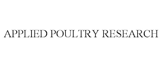 APPLIED POULTRY RESEARCH