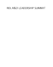 RDL R&D LEADERSHIP SUMMIT