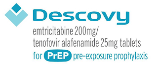 DESCOVY EMTRICITABINE 200 MG / TENOFOVIR ALAFENAMIDE 25MG TABLETS FOR PREP PRE-EXPOSURE PROPHYLAXIS