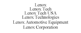 LENOX LENOX TECH LENOX TECH USA LENOX TECHNOLOGIES LENOX AUTOMOTIVE EQUIPMENT LENOX CORPORATION