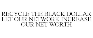 RECYCLE THE BLACK DOLLAR LET OUR NETWORK INCREASE OUR NET WORTH